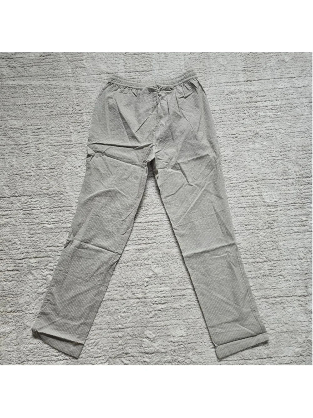 Men's boohooMAN Slim Fit Seersucker Trousers M Light Grey